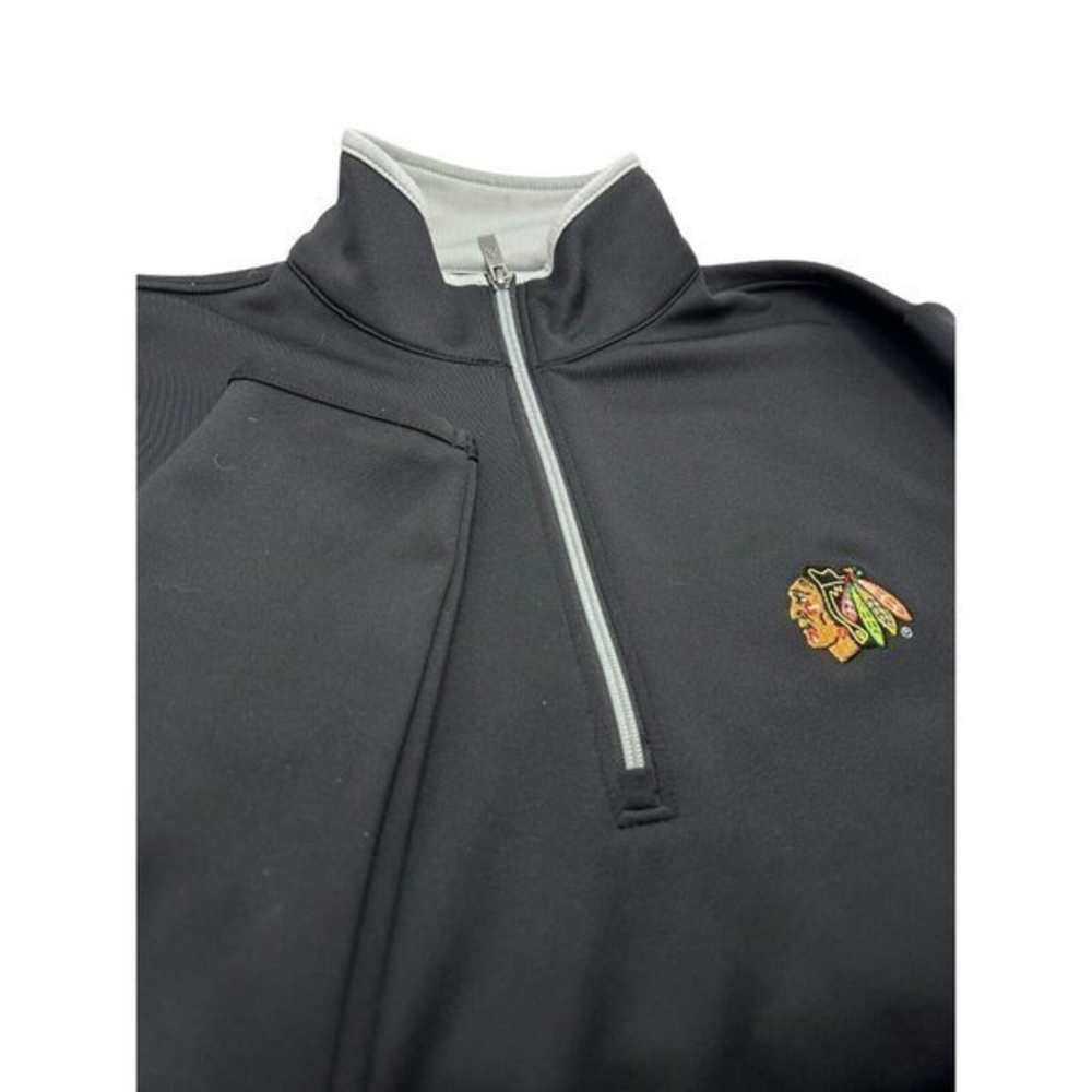 Chicago Blackhawks Mens Small Antigua Black Pullover Quarter Zip‎